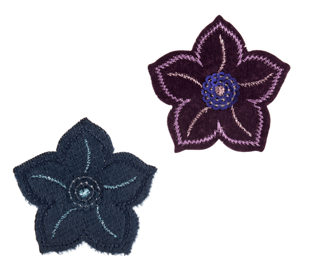 Motif B: Navy Sequined Flowers Patches - Galedi Pins