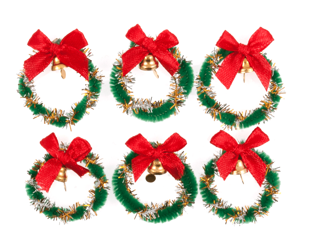Craft Embellishment: Christmas Wreath with Bells: Pack of 6 - Galedi Pins