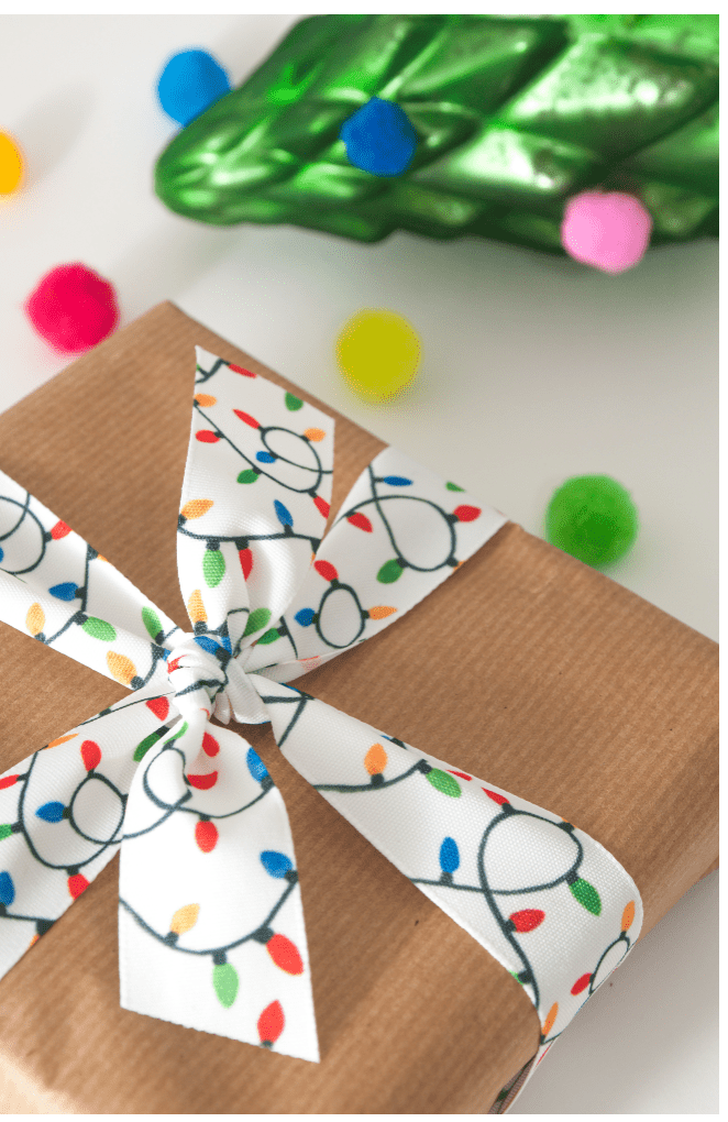 Ribbon: Christmas Lights: 1m x 25mm: White and Multi - Galedi Pins