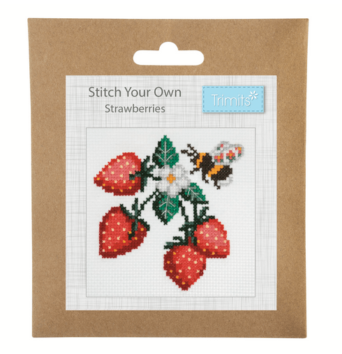 Mini Cross Stitch Kit (Strawberry/Bee) - Galedi Pins