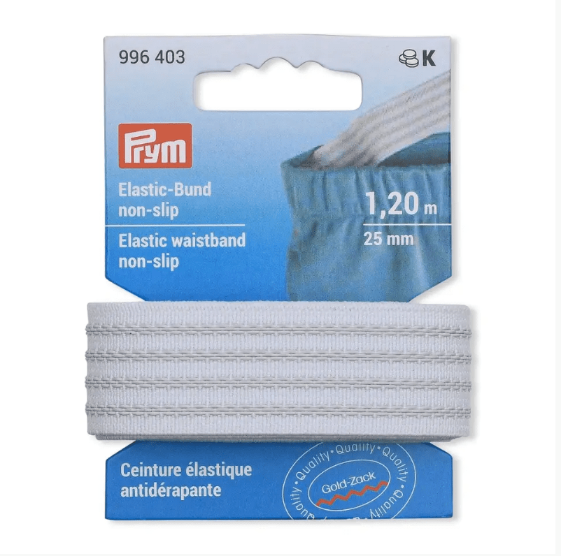 Elastic waistband, non slip, 25mm, white, 1, 2m - Galedi Pins