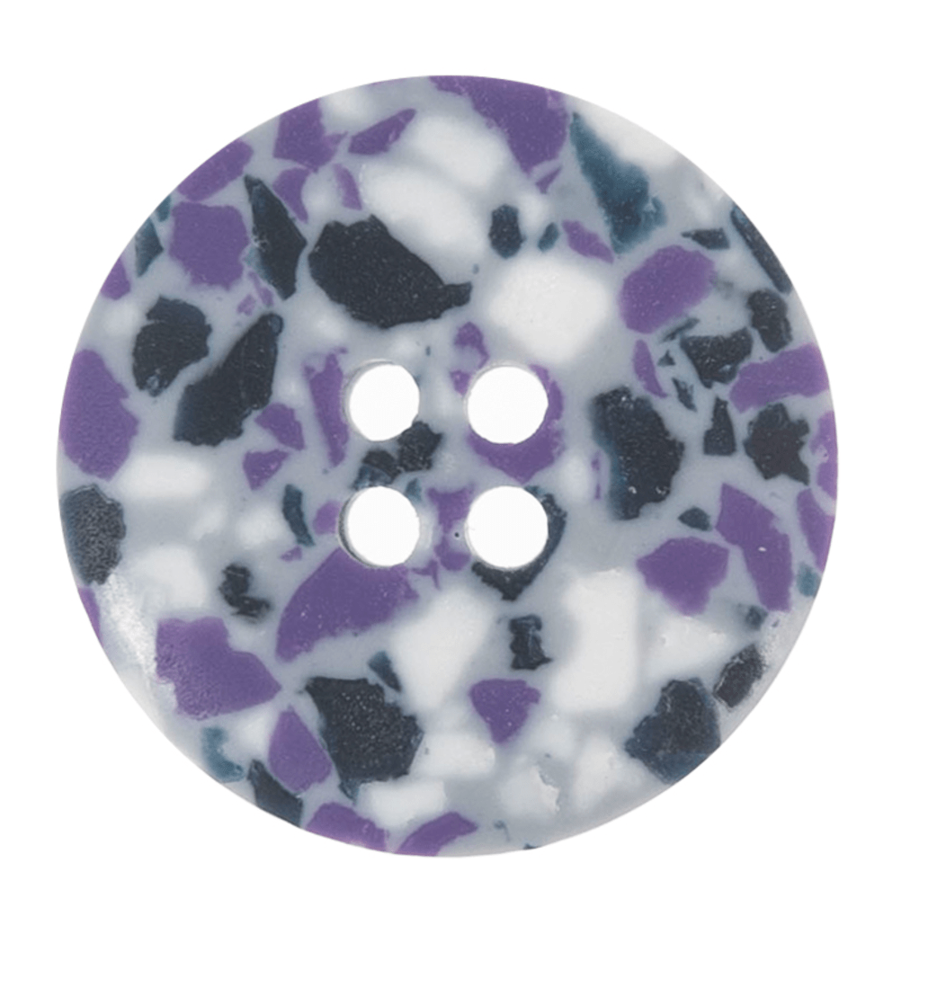 Button: Eco - Conscious: Recycled Plastic Scrap: 4 Hole: Matt: Purple - Galedi Pins