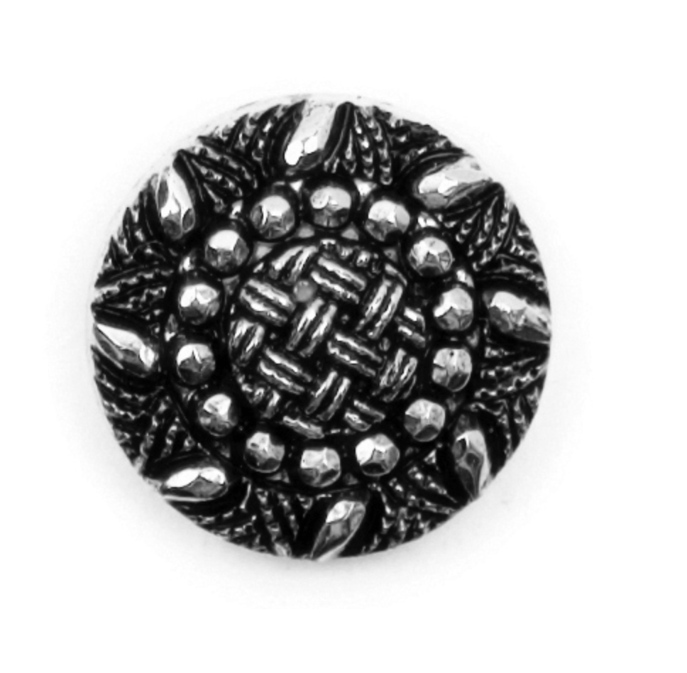Printed Polyester Button, Silver Coloured - Galedi Pins