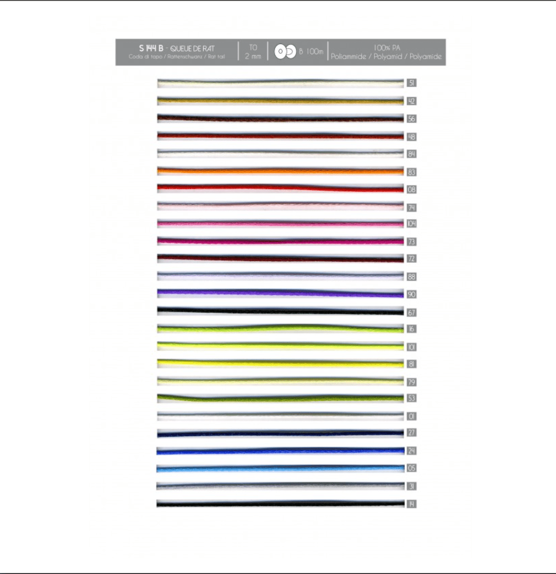 Rat Tail Cord, 2mm - Galedi Pins