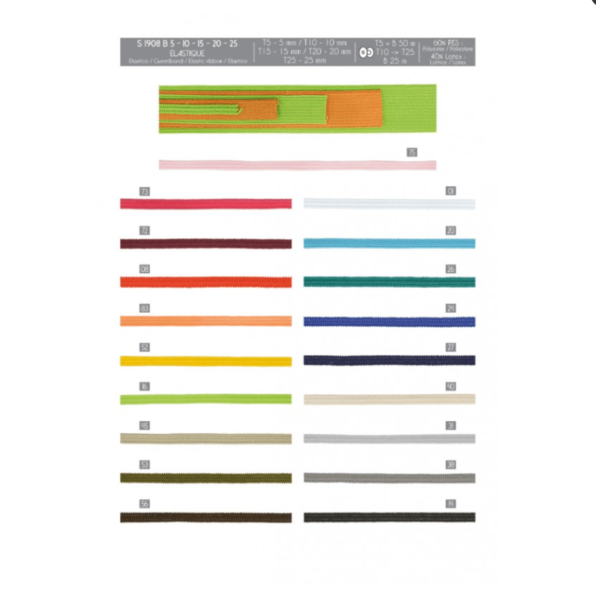 STEPHANOISE Elastic Ribbon, 25mm - Galedi Pins