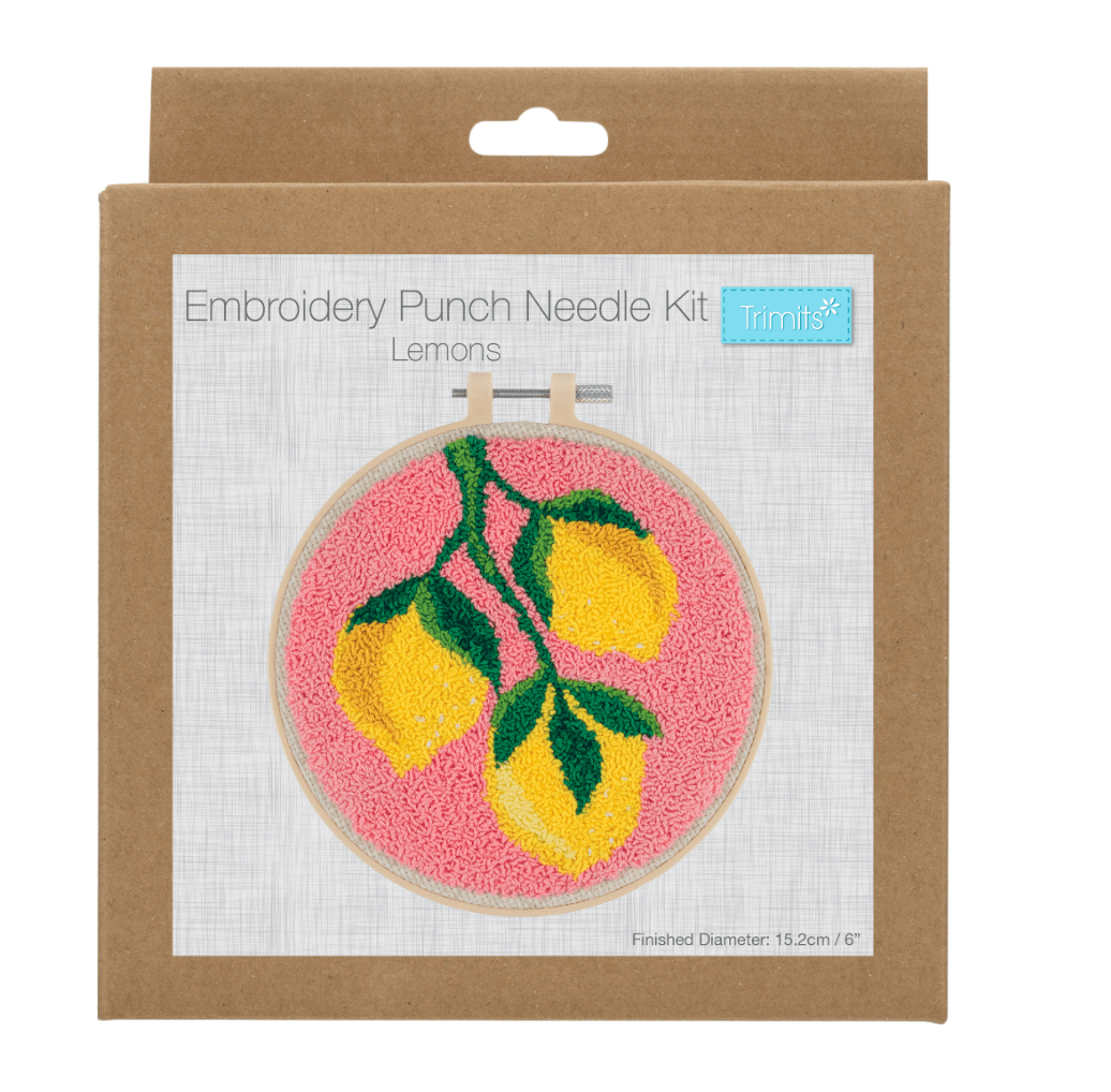 Punch Needle Kit: Floss and Hoop: Lemons - Galedi Pins