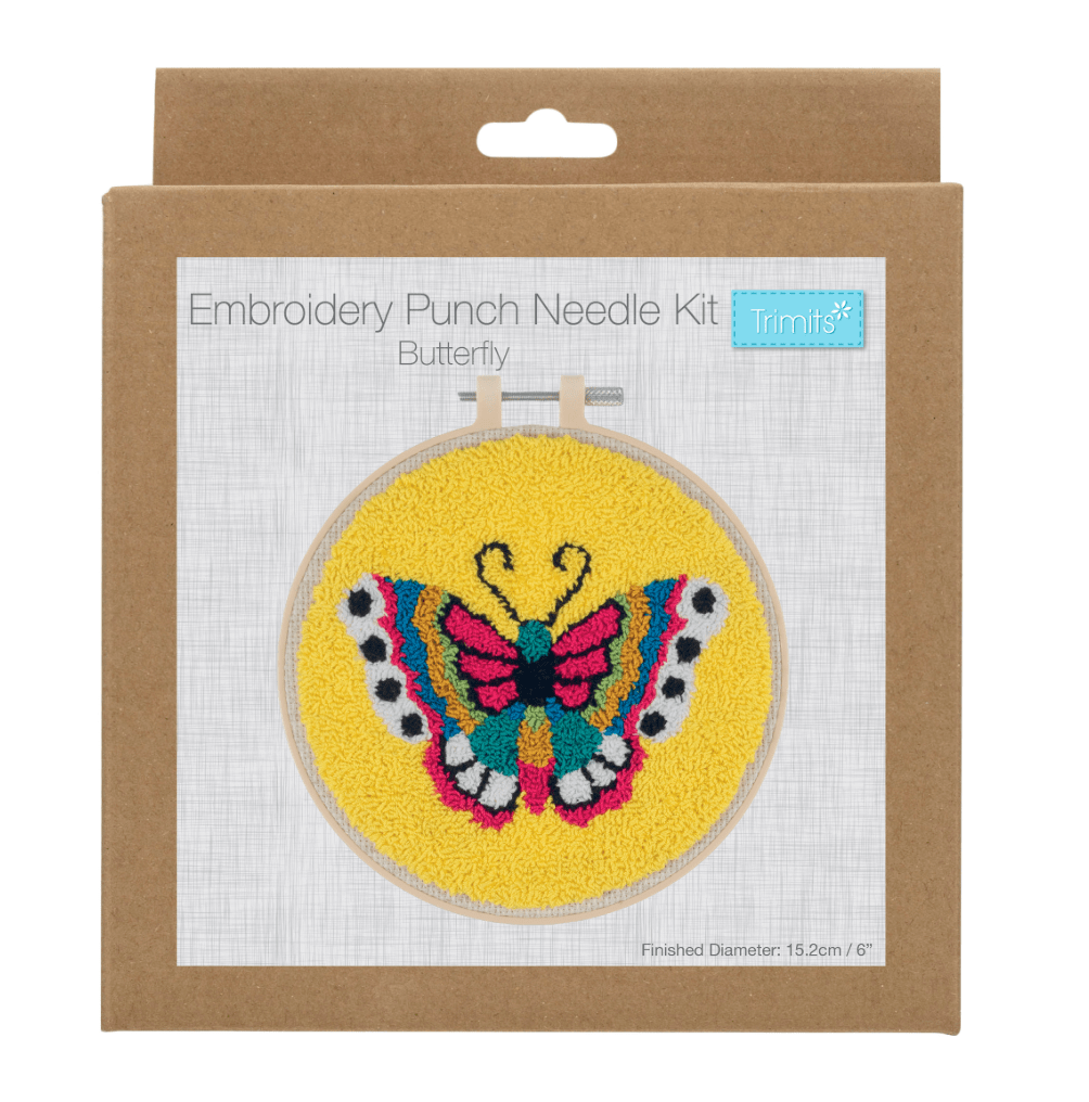 Punch Needle Kit: Floss and Hoop: Butterfly - Galedi Pins