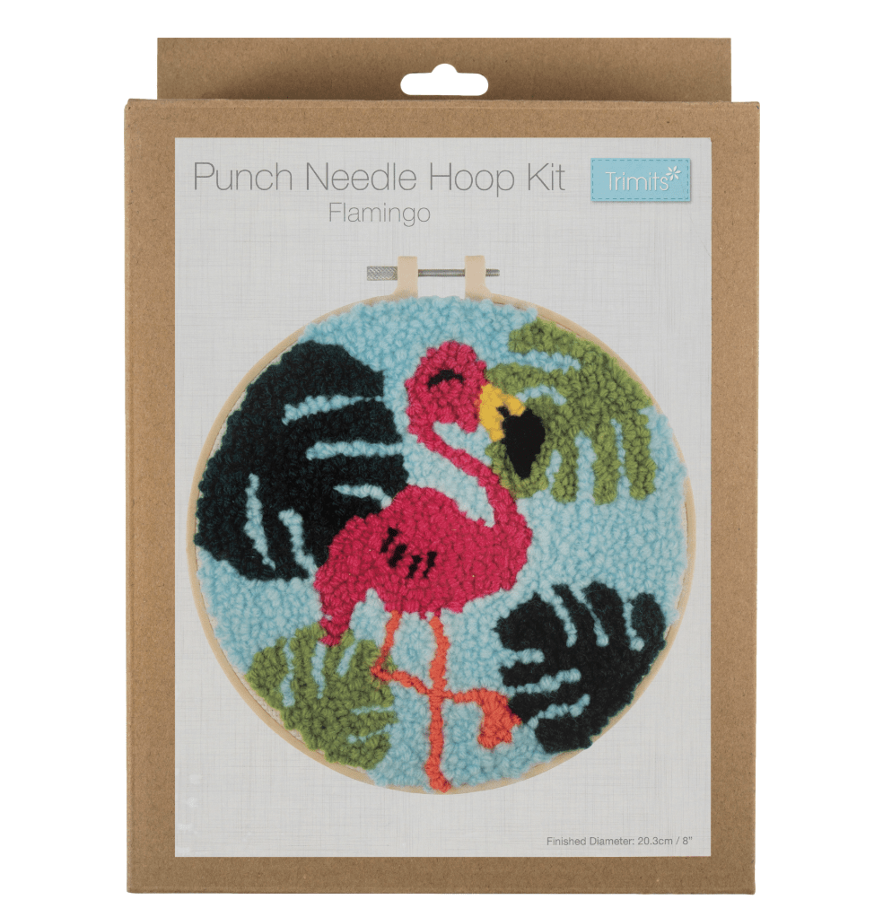 Punch Needle Kit: Yarn and Hoop: Flamingo - Galedi Pins