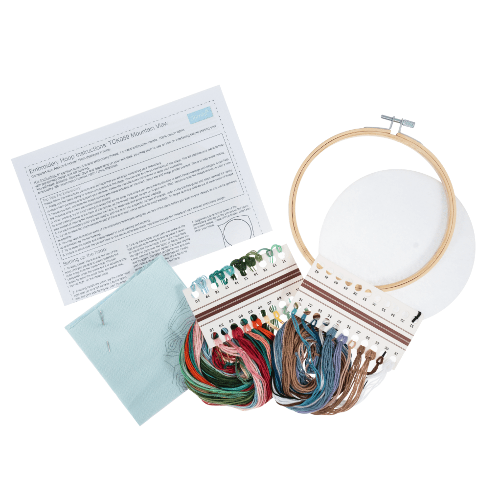 Embroidery Kit with Hoop: Mountain View - Galedi Pins