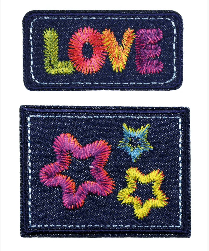 Appliqué Jeans LOVE, multicoloured/ Patch Patches - Galedi Pins