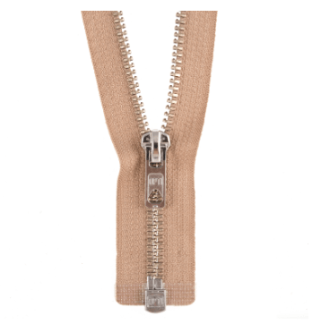 Zip: Open End: Silver/Light Gold Metal: 70cm - Galedi Pins