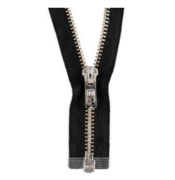 Galedi 70cm open end metal zip in silver and light gold.