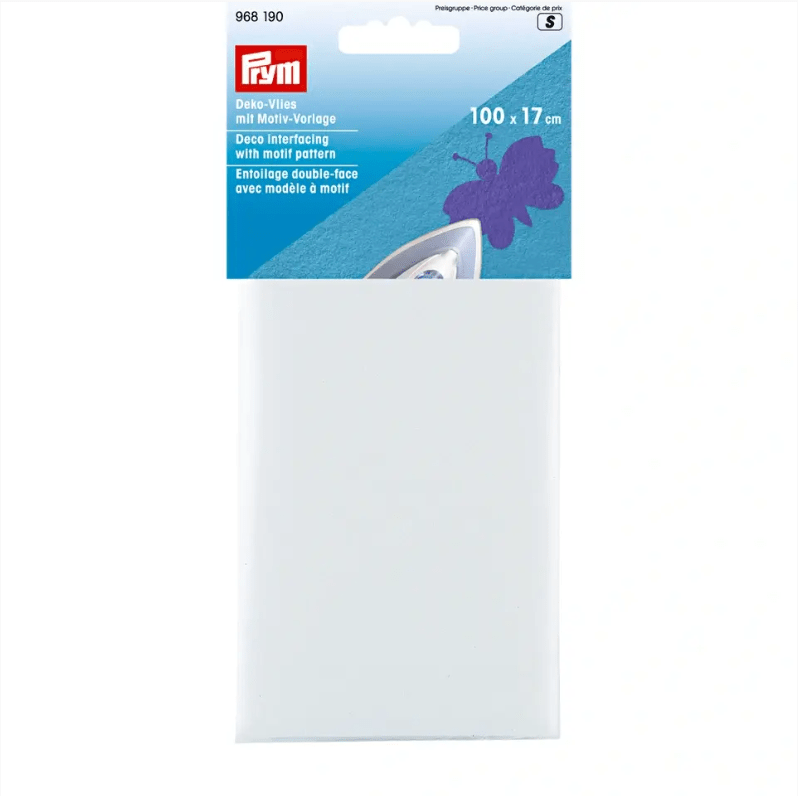 Deco interfacing with motifs 100x17cm white, 1 piece - Galedi Pins
