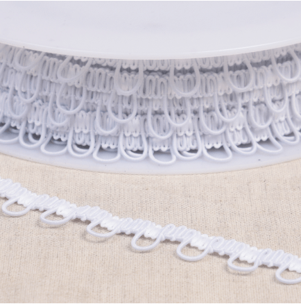 Trim: Elastic: Braided: 1m x 17mm: White - Galedi Pins