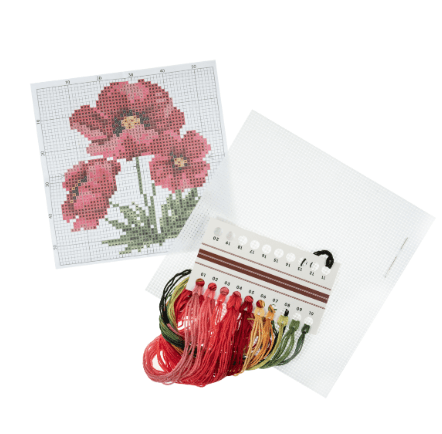 Counted Cross Stitch Kit: Mini: Poppies - Galedi Pins