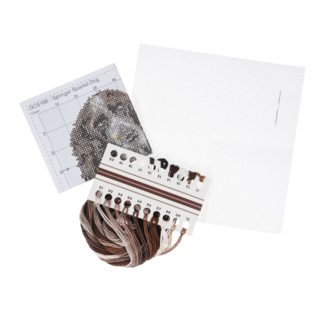 Counted Cross Stitch Kit: Mini: Springer Spaniel - Galedi Pins