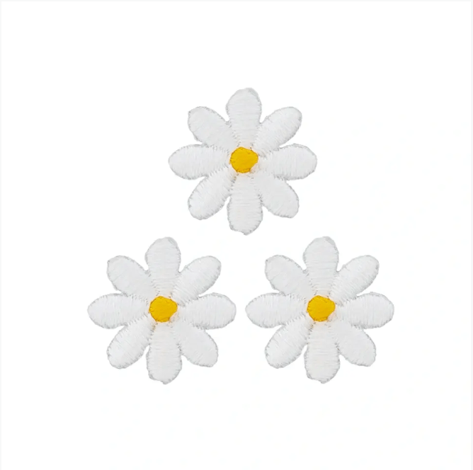 Appliqué Flowers small, white/ Patch Patches - Galedi Pins
