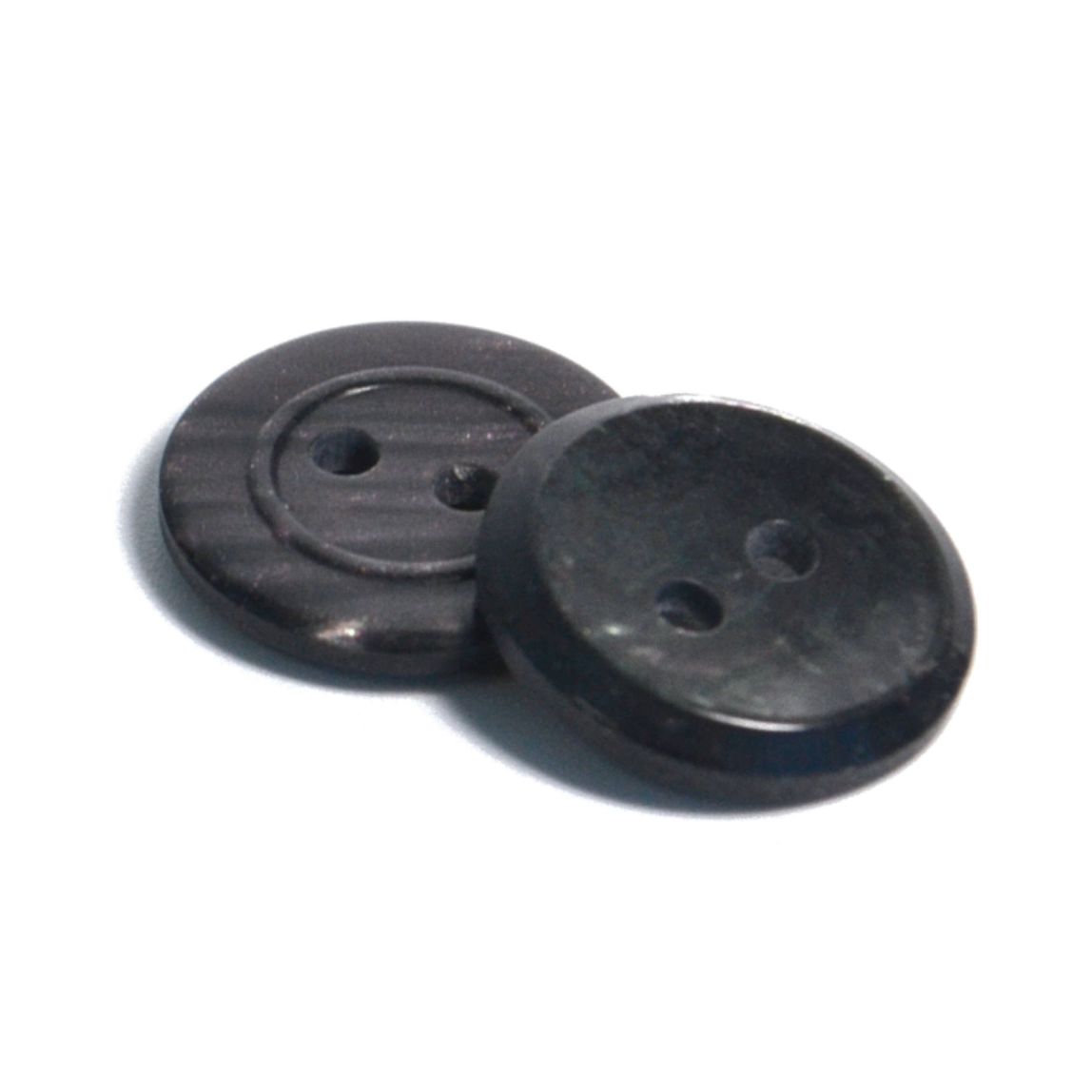 Polyester 2 Hole Button – Thin Rim Edge | Dark Smoke by Galedi Pins