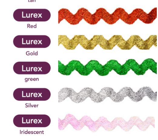 Lurex Ric Rac Ribbon 5mm x 20m – Galedi Pins Super Ribbons