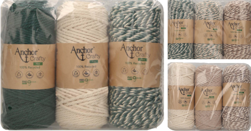 Anchor Craft Yarn – Crafty Fine 3mm Twisted Cotton-Polyester Yarn Set