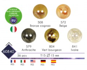 Stephanoise 15mm Fake Stone 2-Hole Polyester Sewing Button - M60840