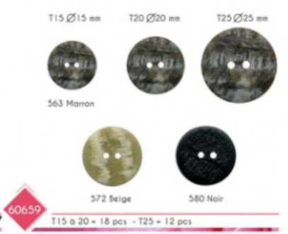 Stephanoise Horn Imitation 2-Hole Sewing Button - Round Polyester | M60659