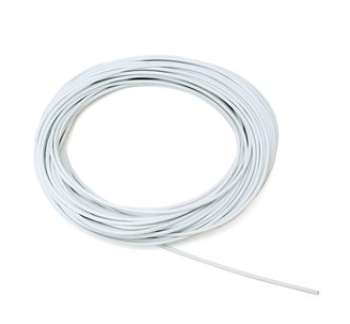Coiled white curtain wire sold by the meter.