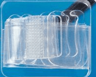 Transparent polyurethane bra straps with adjuster and hook.