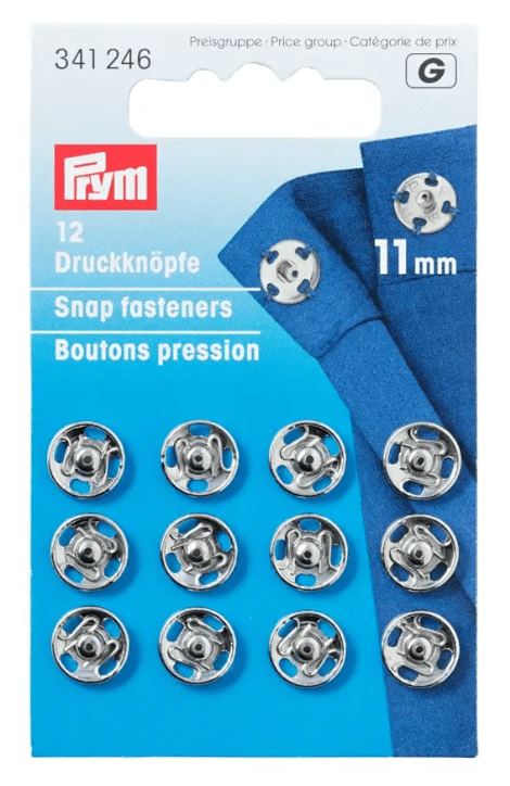 Snap fasteners, silver - coloured, 12pc - Galedi Pins