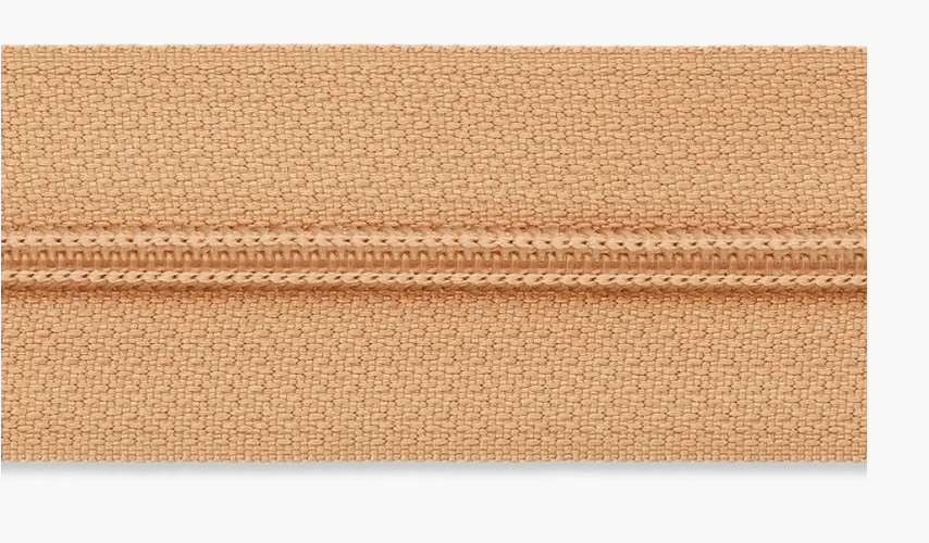 Endless zipper with 3mm polyester monofil in a tan color.