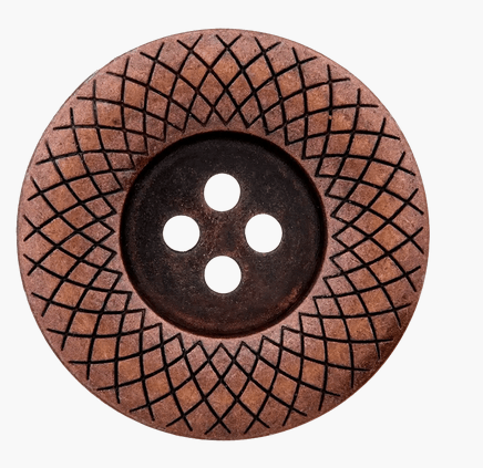 Metal button 4 - holes, Patterned edge, 23mm - Galedi Pins