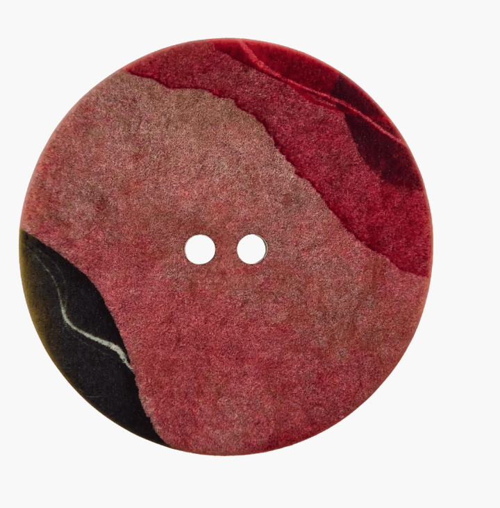 Polyester button 2 - holes, with pattern, 34mm - Galedi Pins