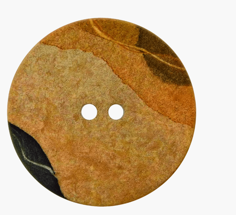 Polyester button 2 - holes, with pattern, 34mm - Galedi Pins