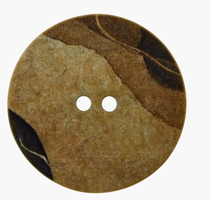 Polyester button 2 - holes, with pattern, 34mm - Galedi Pins