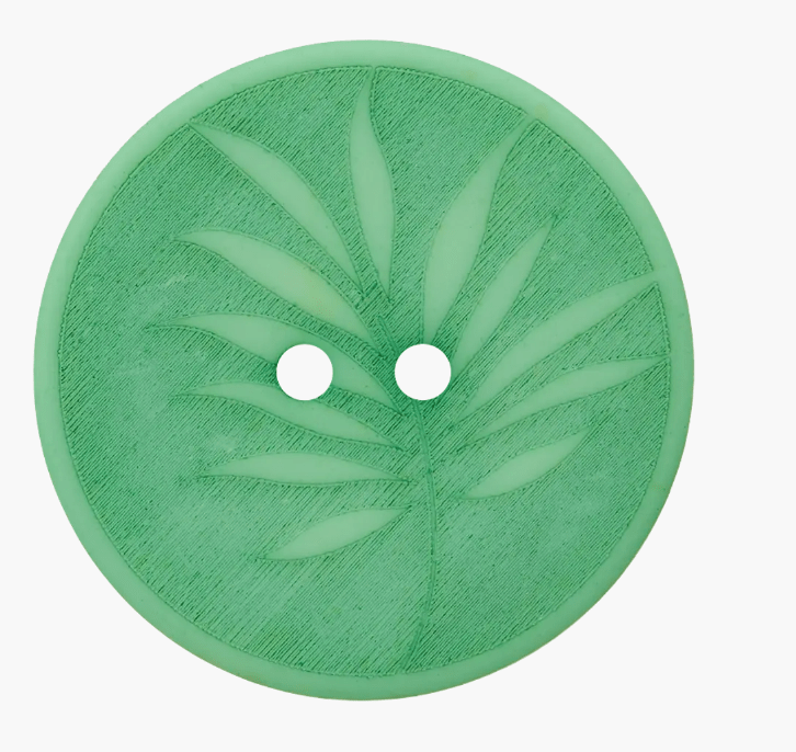 Polyester button 2 - holes, Leaf, recycled - Galedi Pins