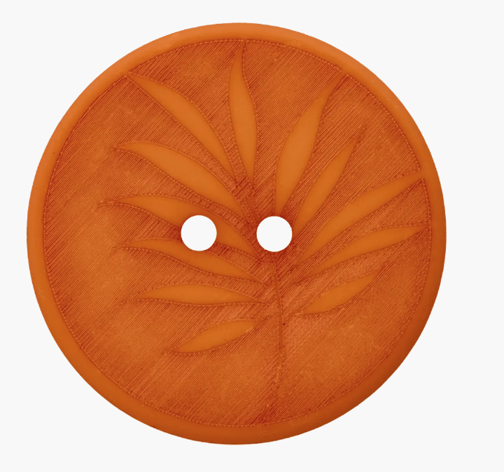Polyester button 2 - holes, Leaf, recycled - Galedi Pins