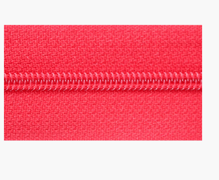 Red polyester zipper with a 3mm width.