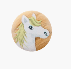 Wood button 2 - holes, Horse, 15mm - Galedi Pins