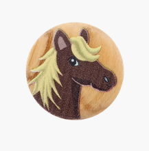 Wood button 2 - holes, Horse, 15mm - Galedi Pins