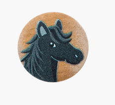 Wood button 2 - holes, Horse, 15mm - Galedi Pins