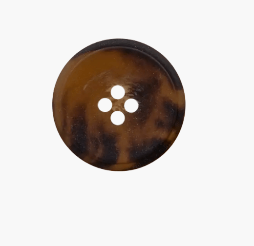 Light brown polyester button with four holes.