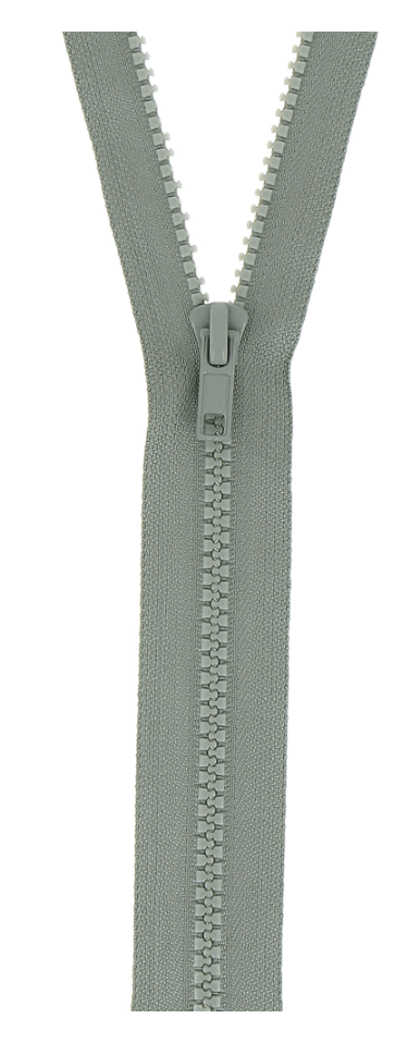 Milward 40cm medium weight grey open-end chunky plastic zipper.