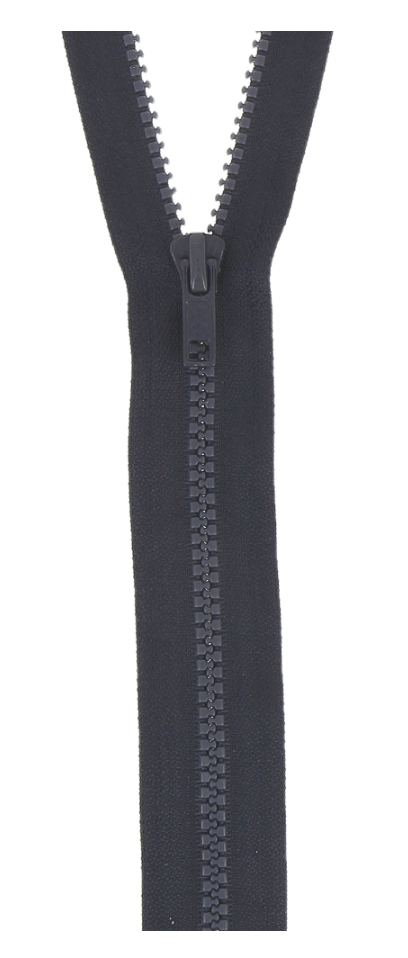 Milward 40cm medium weight black open-end chunky plastic zipper.