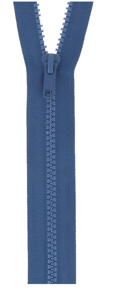 Milward 40cm medium weight blue open-end chunky plastic zipper.