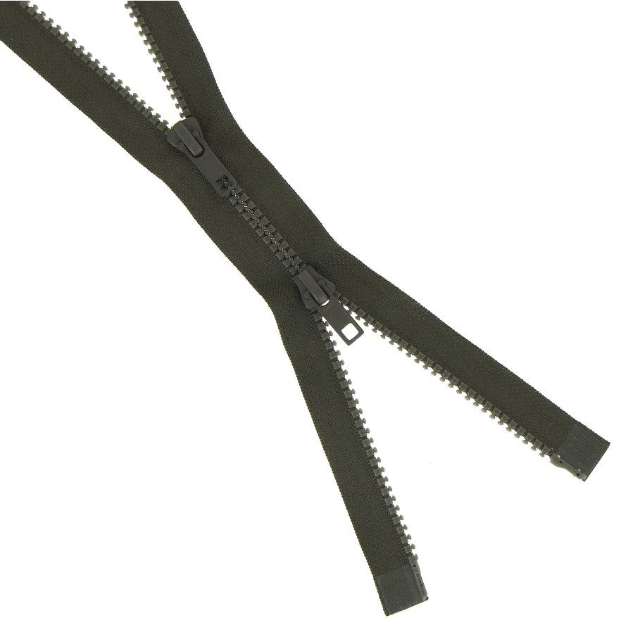 Galedi Chunky Open-End 2-Way Zip in dark green, 90cm.