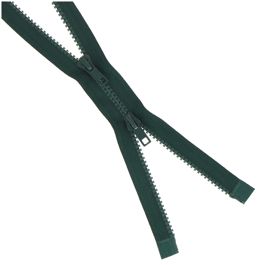 Dark green open-end 2-way chunky zipper, 90cm long.