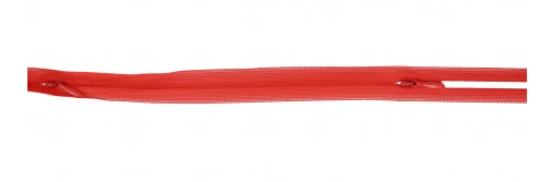 Invisible continuous zipper in red with brass mesh polyester.