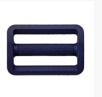 Dark blue plastic strap adjuster with three horizontal openings.