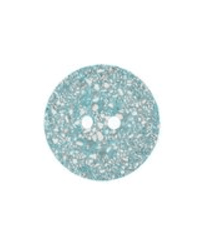 A light blue, speckled 18mm recycled eggshell button with two holes.