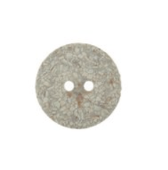 Round, 18mm, 2-hole, recycled eggshell button with a matte finish.